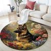 German Shepherd Round Area Rug,Carpet Rug for Living Room Bedroom Sofa Playroom Decor,Non-slip Floor Mat