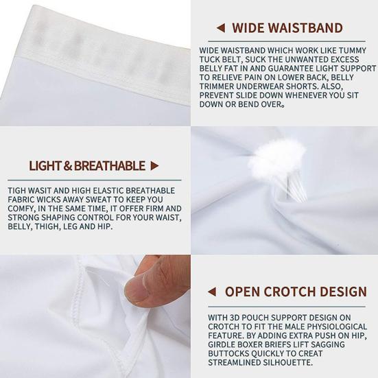 Bărbați Modelator Talie Slăbire Elastic Talie Înaltă Control Abdomen Skinny Exercițiu Compresie Aplatizează Abdomenul Boxeri Bărbați Îmbrăcăminte Bărbați