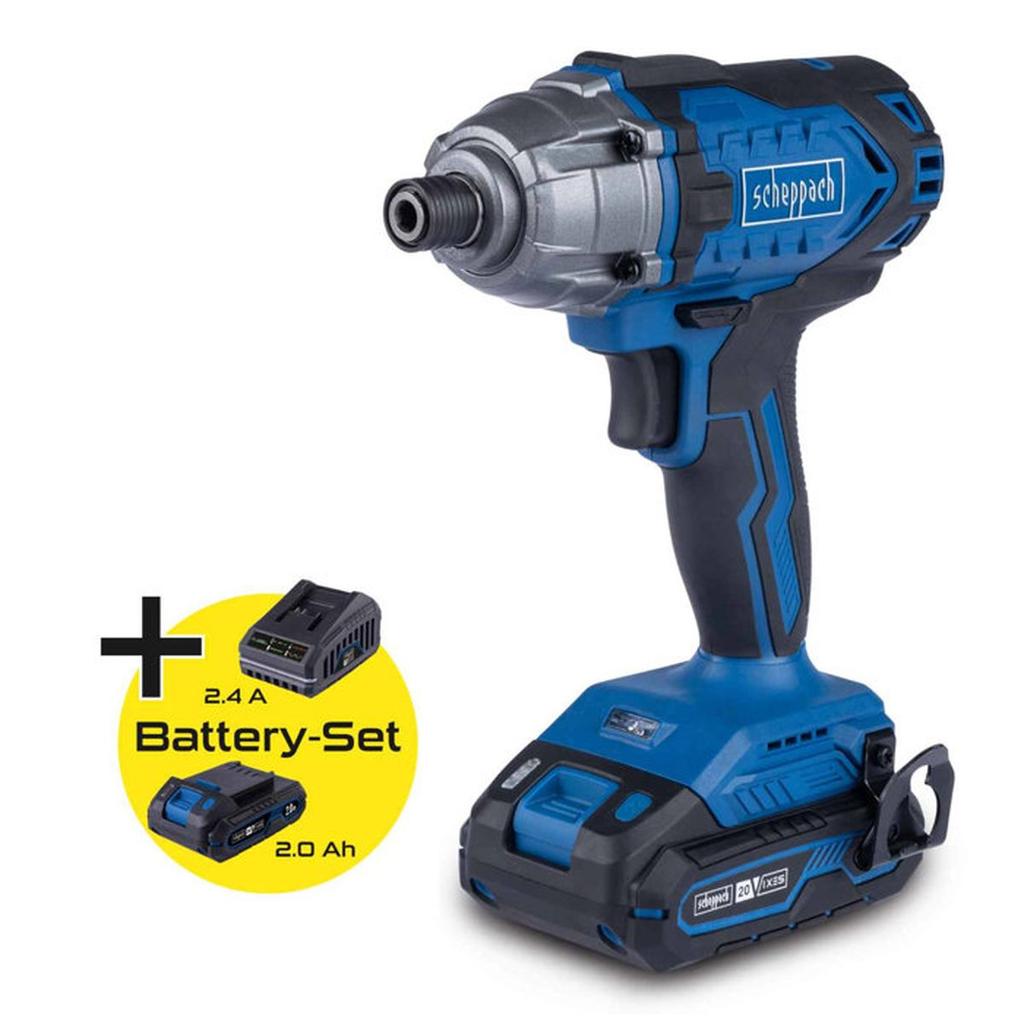 Clé à choc sans fil C-ID180-X - 1/4" brushless 180 Nm 3600 bmp - SCHEPPACH 20V IXES - Batterie 2Ah + chargeur 2.4A