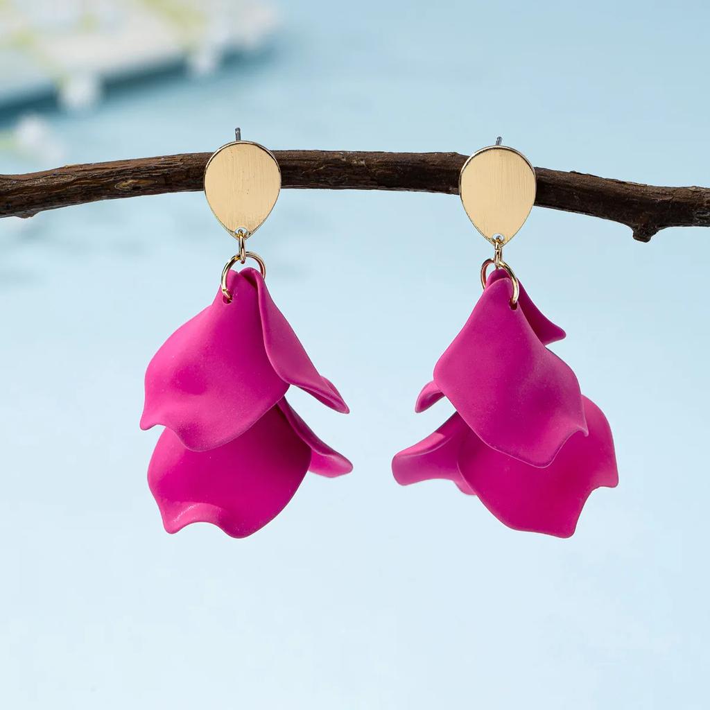 Bohemian Colorful Flower Earrings for Women  Petal Pendant Earrings Party Drop Earrrings Jewelry Y2k Accessories Bijoux