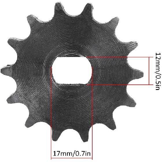 25H Bike Sprocket and Chain Set, 14 Tooth 428 Metal Chain Gear Sprocket, 12x17mm Sprocket for Electric Scooters