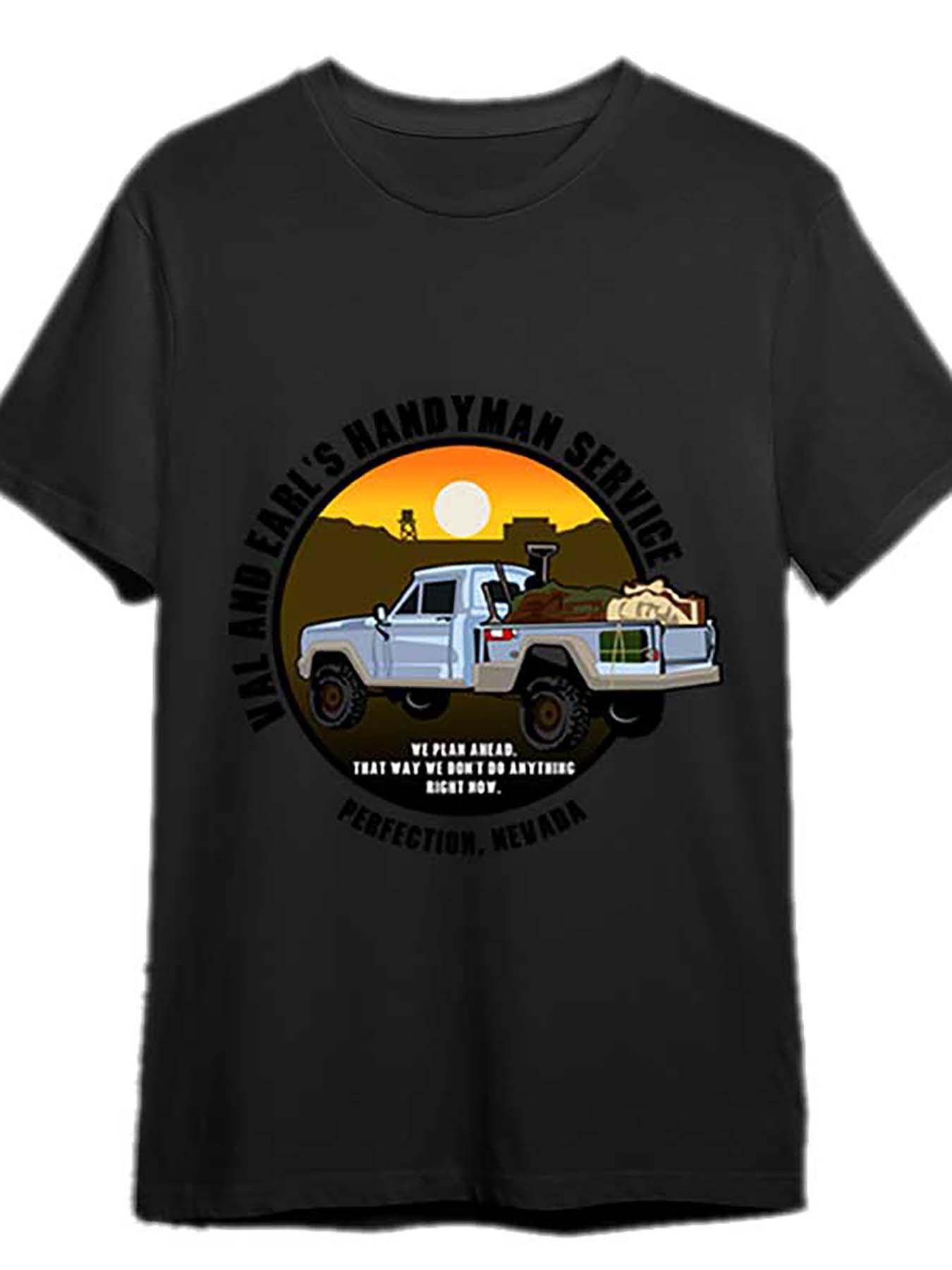 Tremors - Val and Earl s Handcrafted Service - Tremors - T-Shirt 336889 Funny Men s Short Sleeve Graphic T-Shirt Series XXL