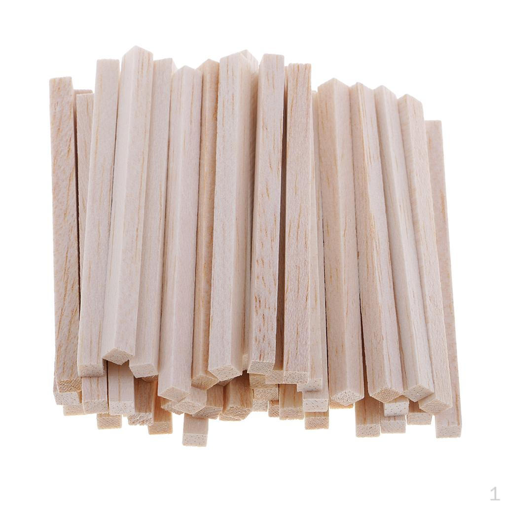 50 Pcs Unfinished Square Balsa Rod for Children