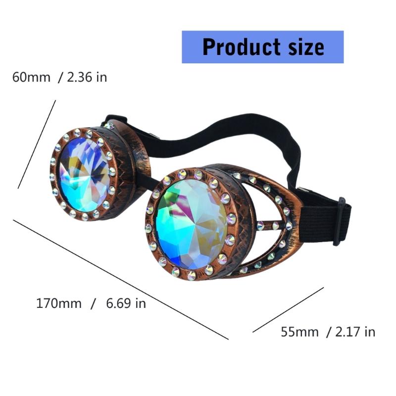 Kaleidoscope Goggles Steampunk Goggles Glasses Halloween Cosplay Party Costume Accessory Psychedelic Raves Goggles