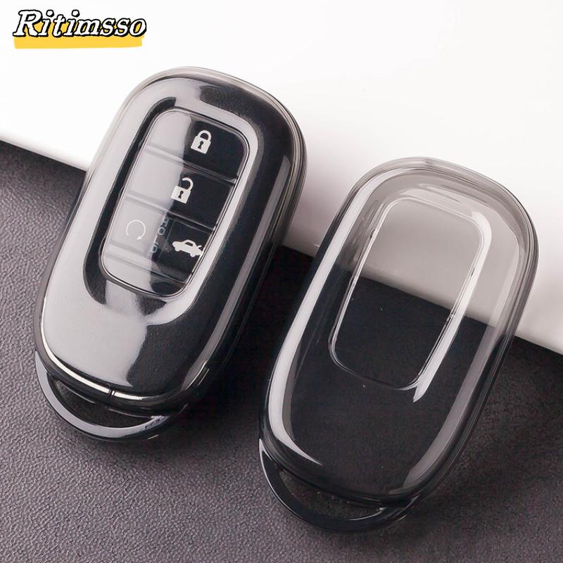 Soft TPU Car Key Case Cover For Honda Civic Accord HR-V CR-V CRV 2022 2023 4 5 Buttons Auto Shell Fob Holder Car Accessories
