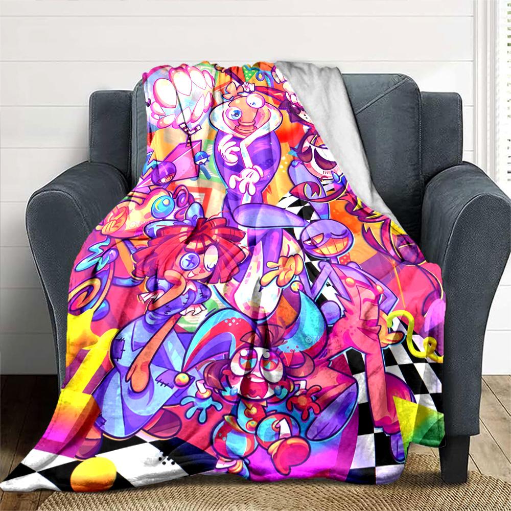 Digital Circus Blanket Comfortable Great for Picnics Seaside Office Chair Four Seasons Multipurpose Modern Gift for Travel Home Birthdays