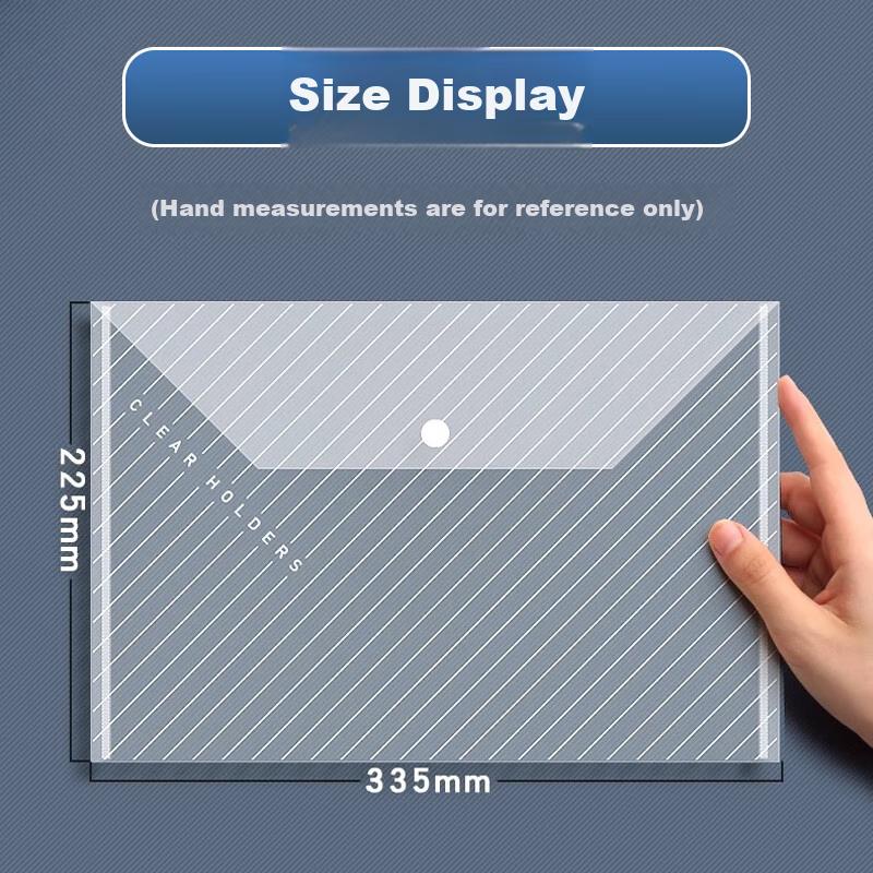50 Transparent A4 Thick File Folders with Button Closure, Plastic Student Exam Paper Storage, Hidden Button, Waterproof Large Capacity
