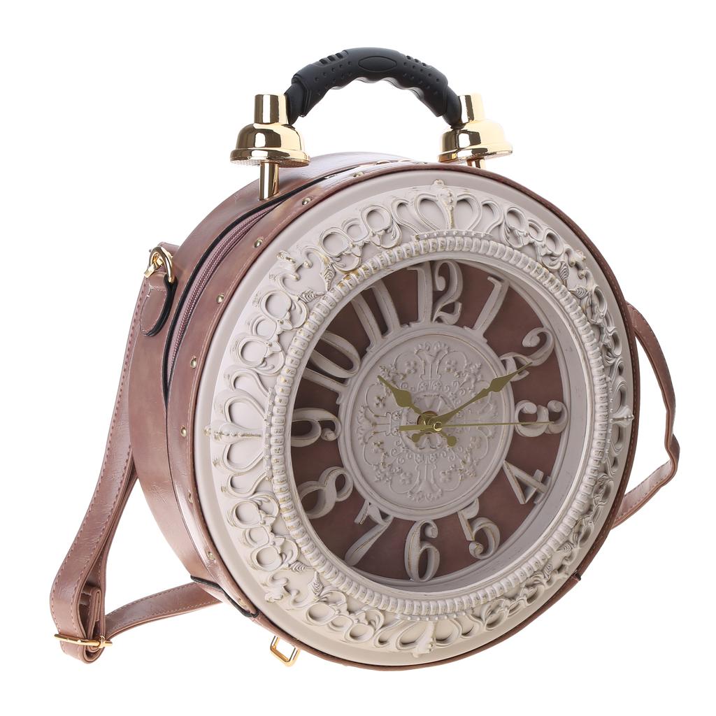 Novelty Real Working Clock Shoulder Crossbody Bags All-matching PU Leather Handbags Vintage Female Messenger Bags Gifts