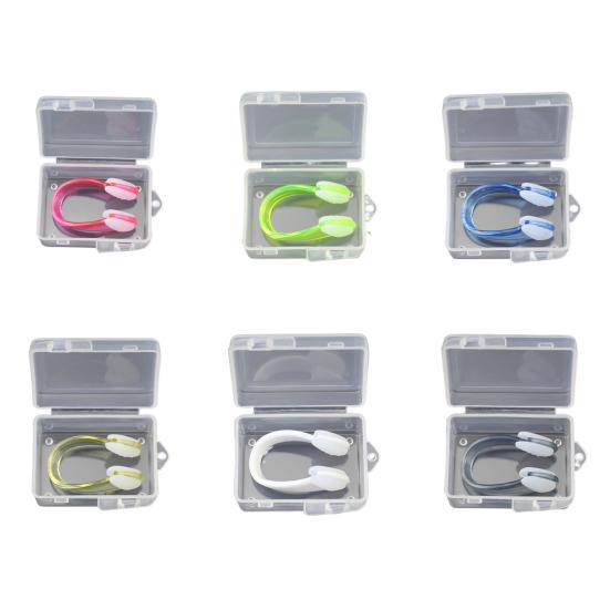 Swimming Nose Clip Non-slip WaterProof with Storage Box Anti-choking Water Silicone Kids Adults Swimming Nose Clip Swim Supply