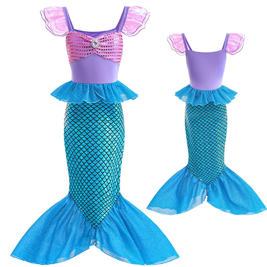 JIEAIRUI Princess Transformation Halloween Kids Christmas Gift Ariel-style Dress, Children's Mermaid-style Cosplay, Ariel-style Dress, Kids'