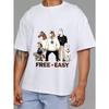Cotton T Shirt White Horse and Dog Cartoon Print Free Easy Text Casual Wear for Men and Women Streetwear Fashion Summer Outfit
