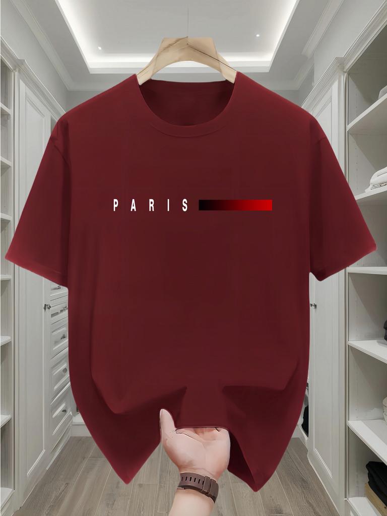 Summer Unisexs 100 pure cotton casual fashion Paris pattern creative printing loose sports round neck short sleeved Tshirt top