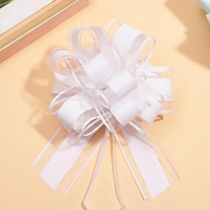 1pc Snow Yarn Pull Bow Ribbon Big Car Bow for Cars Birthday Christmas Presents Gift Decoration Ribbon Wedding Pull Flower