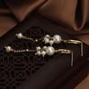 Natural Freshwater Pearl Pendant Tassel Earrings for Women, S911 Silver Fungus Needle Flower Cluster Light Luxury Niche Design Earrings