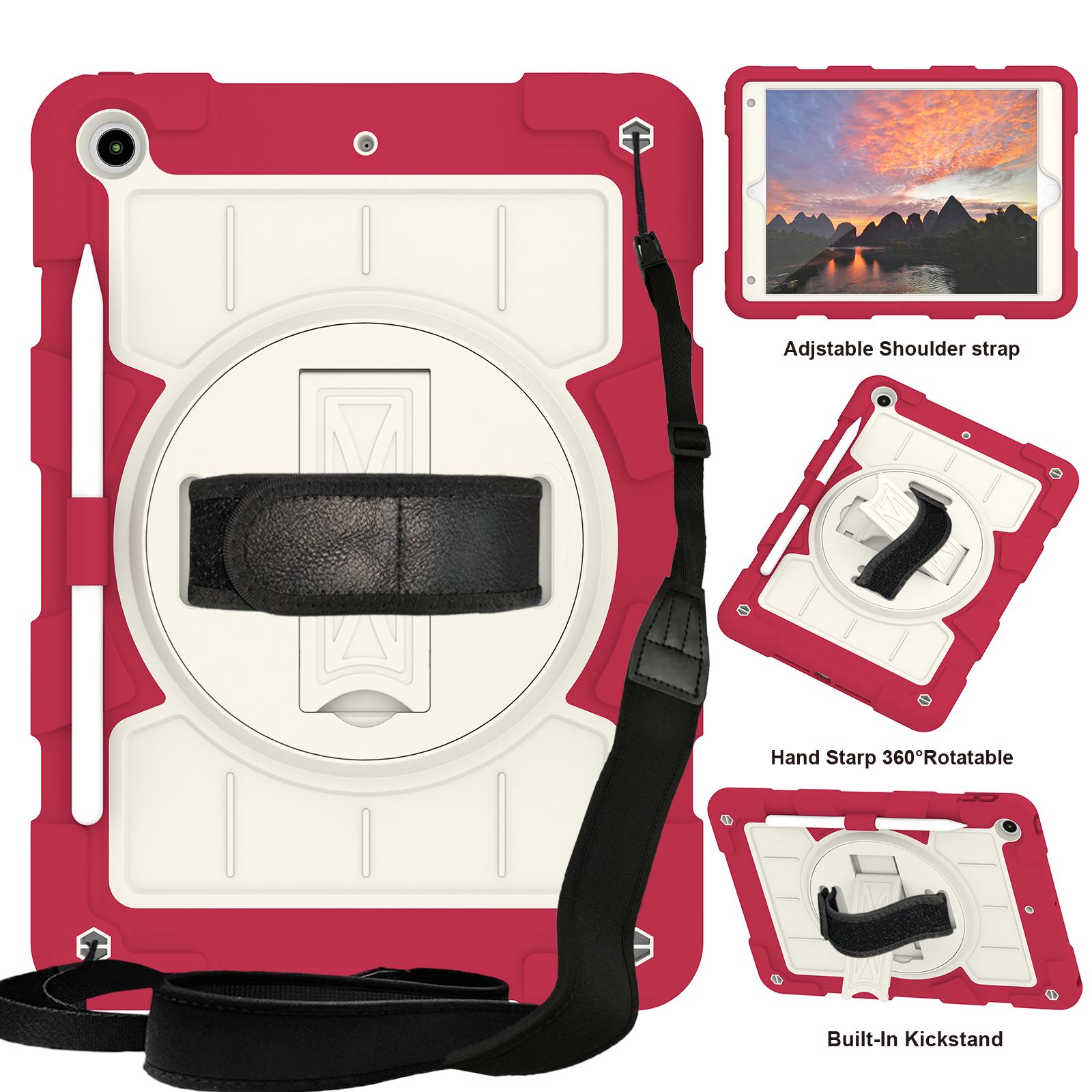 

With Shoulder Strap Heavy Duty Case For iPad A16 2025 11th 10.9 2022 10th 10.2 2019 2020 2021 7-8-9th Gen. Rotation Stand Cover iPad A16 2025-11th маджента