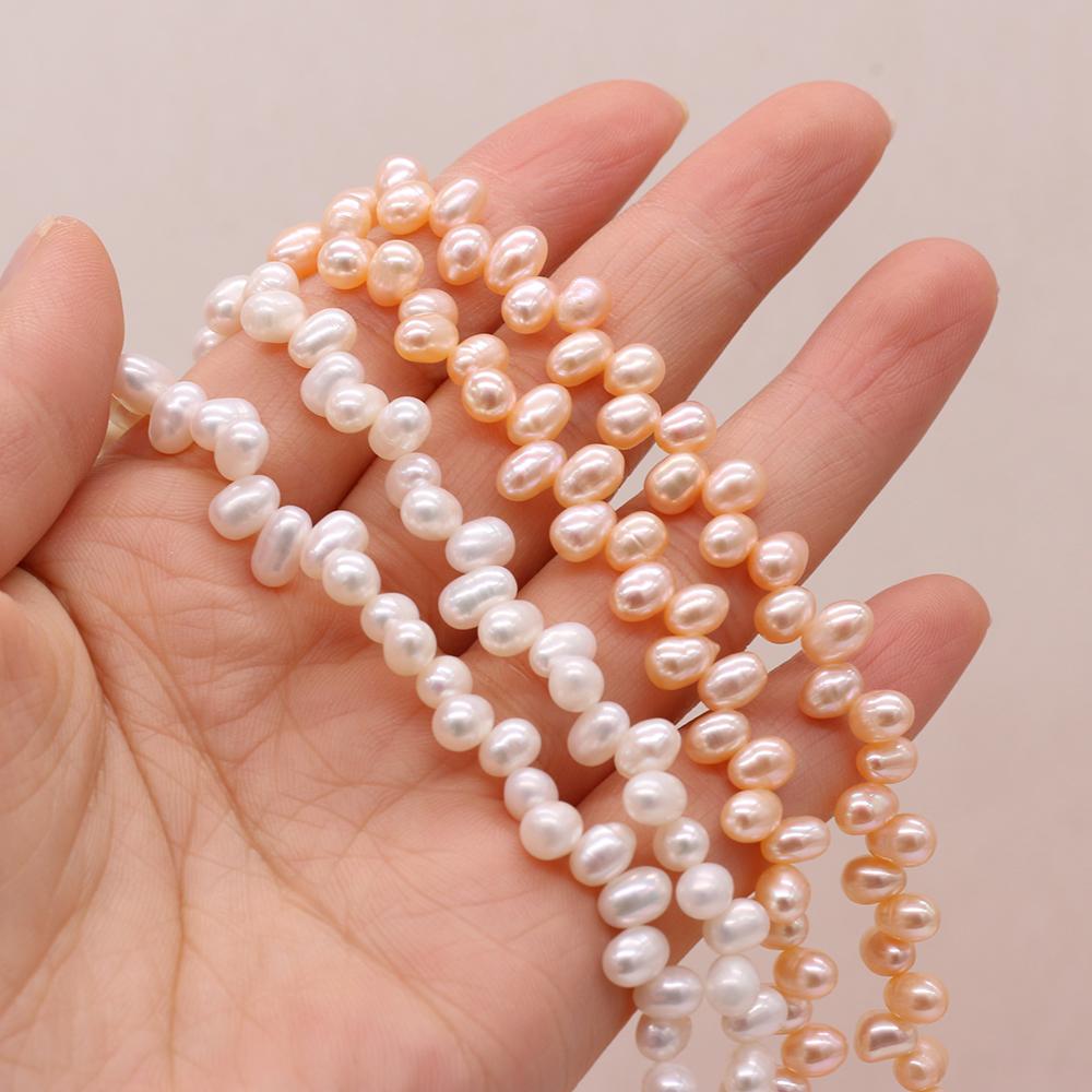 1String, Top Sided Drilled Hole Pearl 5-6mm, Fashion Women Natural Freshwater Pearl Beads for Jewelry Making DIY Crafts, Luxury Bulk Gifts 36cm