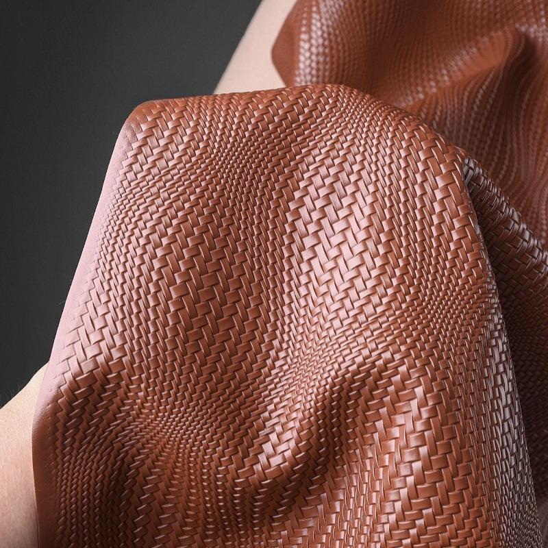 

3D Stereo Woven Texture Leather Fabric Grid Embossed Contour Material for DIY Bag Jacket Creative Clothing Design 50x140cm