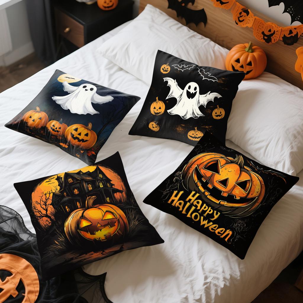 Retro Halloween Design Pillowcase Printed Polyester 45X45Cm Throw Pillowcover Decorative Sofa Cushion Pillowslip Home Decor