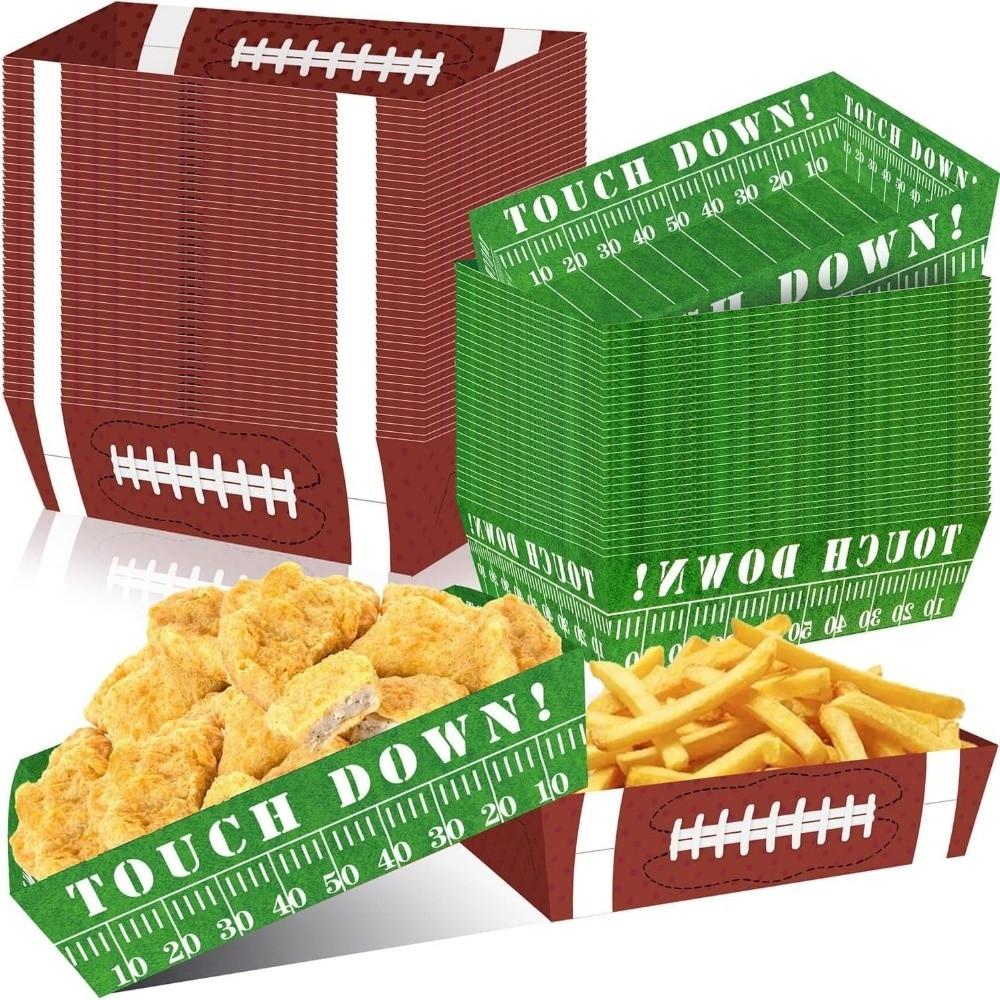 12Pcs Football Theme Paper Food Trays Paper Basketball Baseball Theme Snack Tray Multifunctional Disposable Tableware