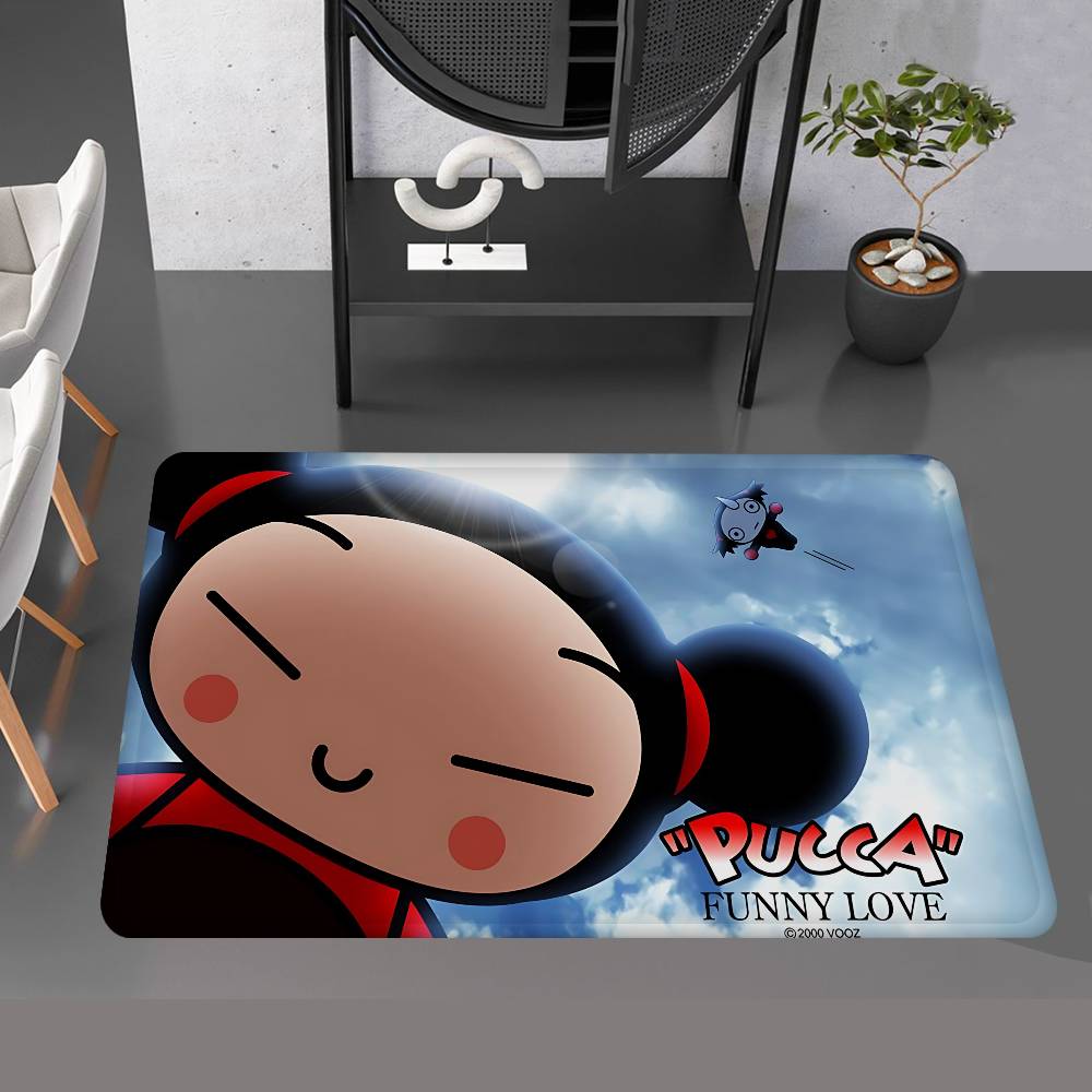 Animation Series P-Pucca Floor Mat INS Style Soft Bedroom Floor House Laundry Room Mat Anti-skid Household Carpets