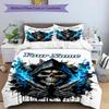 3PC Custom Name Skull Flames Bedding Set Duvet Cover Closure Includes 1 Duvet Cover & 2 Pillowcases for Bedroom