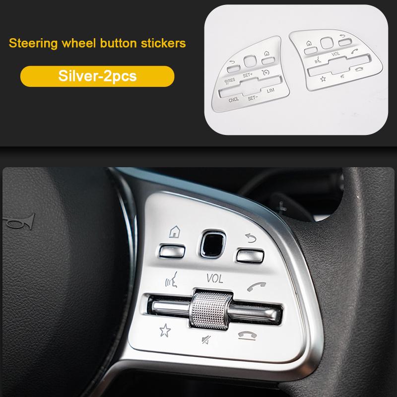 

Car Steering Wheel Button Cover Trim Sticker For Mercedes Benz C W204 GLC CLA GLA GLE GLS CLS W212 R171 X204 C218 X164 W164 W251 срібний