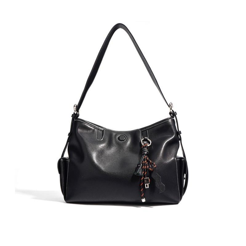 

Fashion Versatile Head Layer Cowhide Women s Crossbody Bag With Advanced Sense Simple Shoulder Genuine Leather Underarm 29x13x21cm чёрный