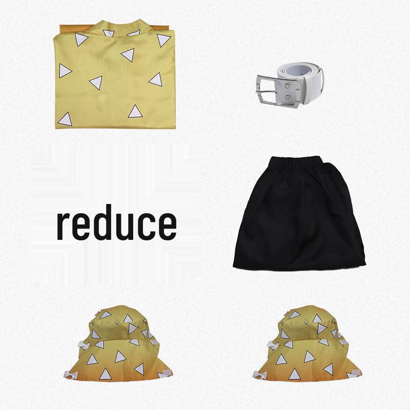 Костюм для косплею та перука Зеницу Агацуми з «Клинок, що розсікає демонів» для конвенції та Гелловіну