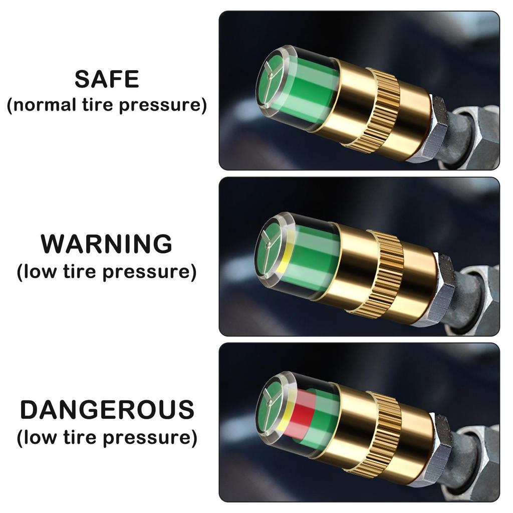 4PCS Car Tire Pressure Warning Cap Pressure Gauge Sensors Mini Tire Pressure Tester Valve Car Rims Nozzle Stem Monitor Hub