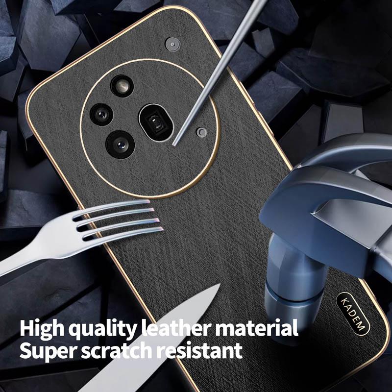 Stripe Thread Texture Leather Back Plating Case For Nothing Phone 3a / Pro Anti-fingerprint Camera Protector Anti Slide Shell