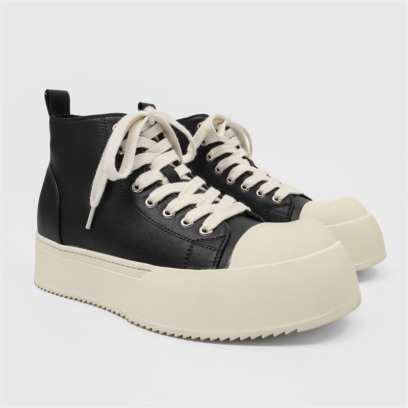 Thick-Soled British Style Winter Velvet Big Head Shoes Casual Versatile Men'S College Style High-Top Board Shoes Inner Height Increase
