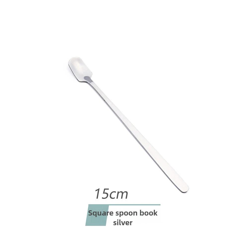 Edelstahl Kreativer Sand Eis Löffel Einfarbiges Geschirr Milchtee Langer Stiel Mischlöffel Eis Dessert Runder Löffel