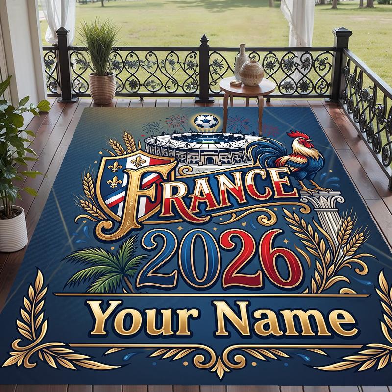 Custom Text Printed Rug France national football team Non Slip Floor Carpet For Home Room Decor