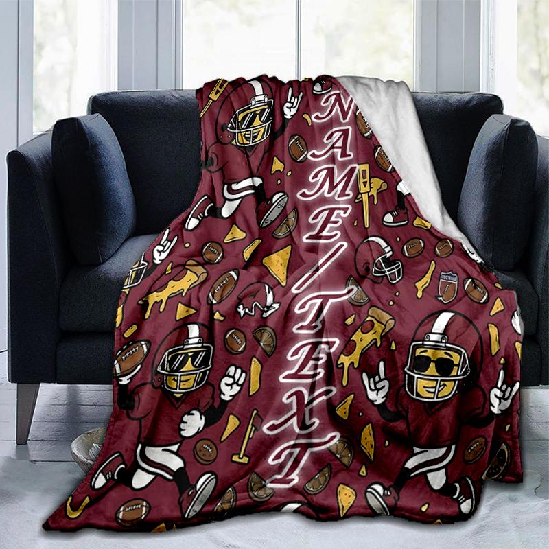 1PC Custom Name Football Player outdooor Flannel blankets Throw Blanket All-Season Throw Gift Bedspread for Couch, Bed, Camping Holiday Birthday gift