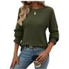 Women S Solid Color Crew Neck Long Sleeve Loose Fit Casual T Shirt