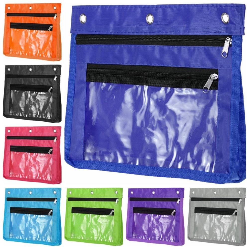 Expandable Pen Holder Binder Pouch Double Layer Pencil Case Colorful Storage Bag  Office