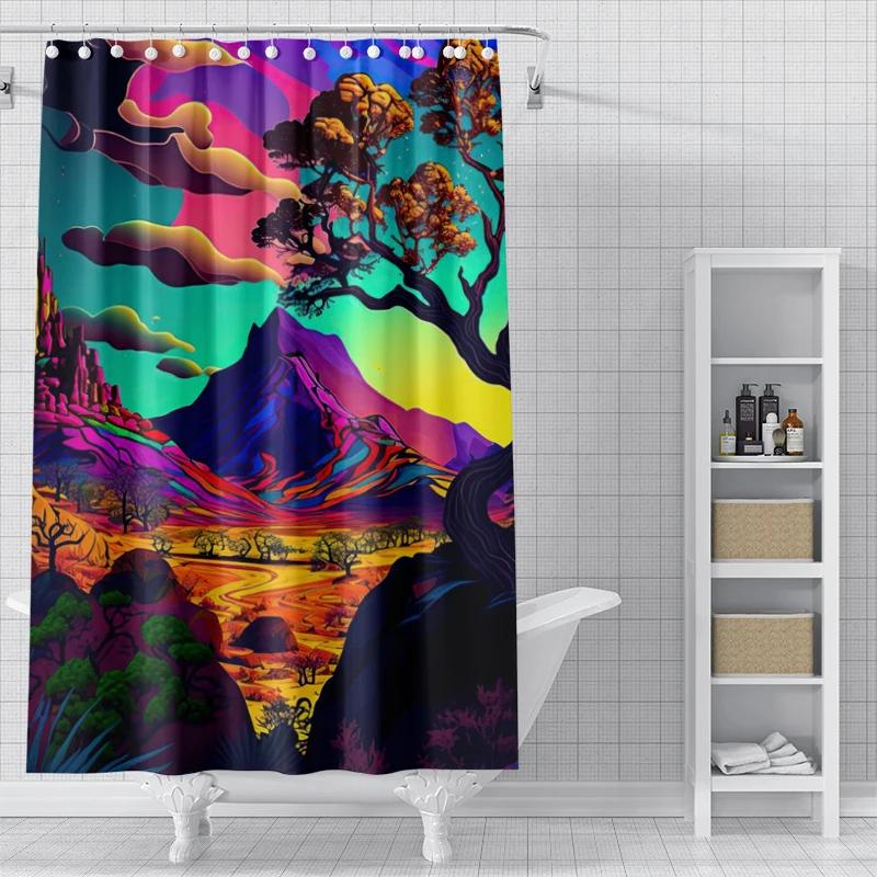 Magic Forest Shower Curtain Washable Dirt-Resistant Shower Head waterproof Polyester Bath Curtain For Home Decor