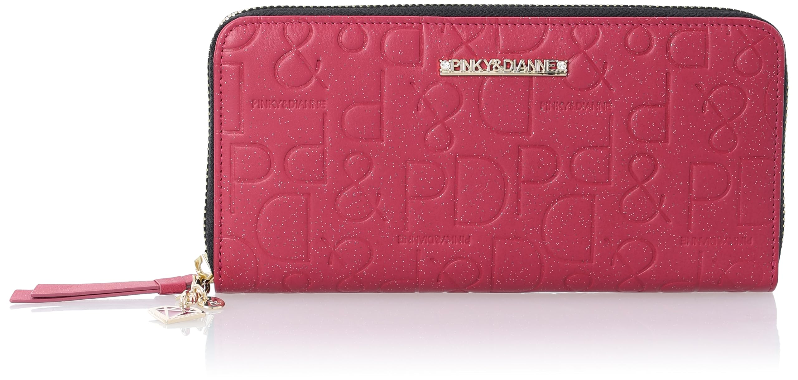 

and Round Zipper Long Wallet Soft Smooth Cowhide Leather Logo Embossed Charm Card Storage Slim Wallet PDLWDFT4 Fuchsia Pink [Pinky Diane] [Canelé] фуксія рожевого кольору