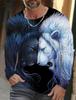 Men's T-shirt pattern lion pattern printing round neck brown 3D printing outdoor daily long sleeved printing clothing designer