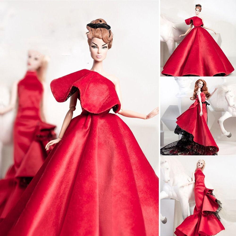 Luxury Lace Wedding Dresses Red Party Clothes  For 30cm Supermodel Doll/for 1/6 BJD Dolls