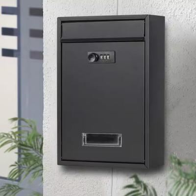 Modern Wall Mounted Mailbox Rainproof Metal Post Box Hanging Password Lock Postbox for After Hours Deposits Keys & Letters Drop