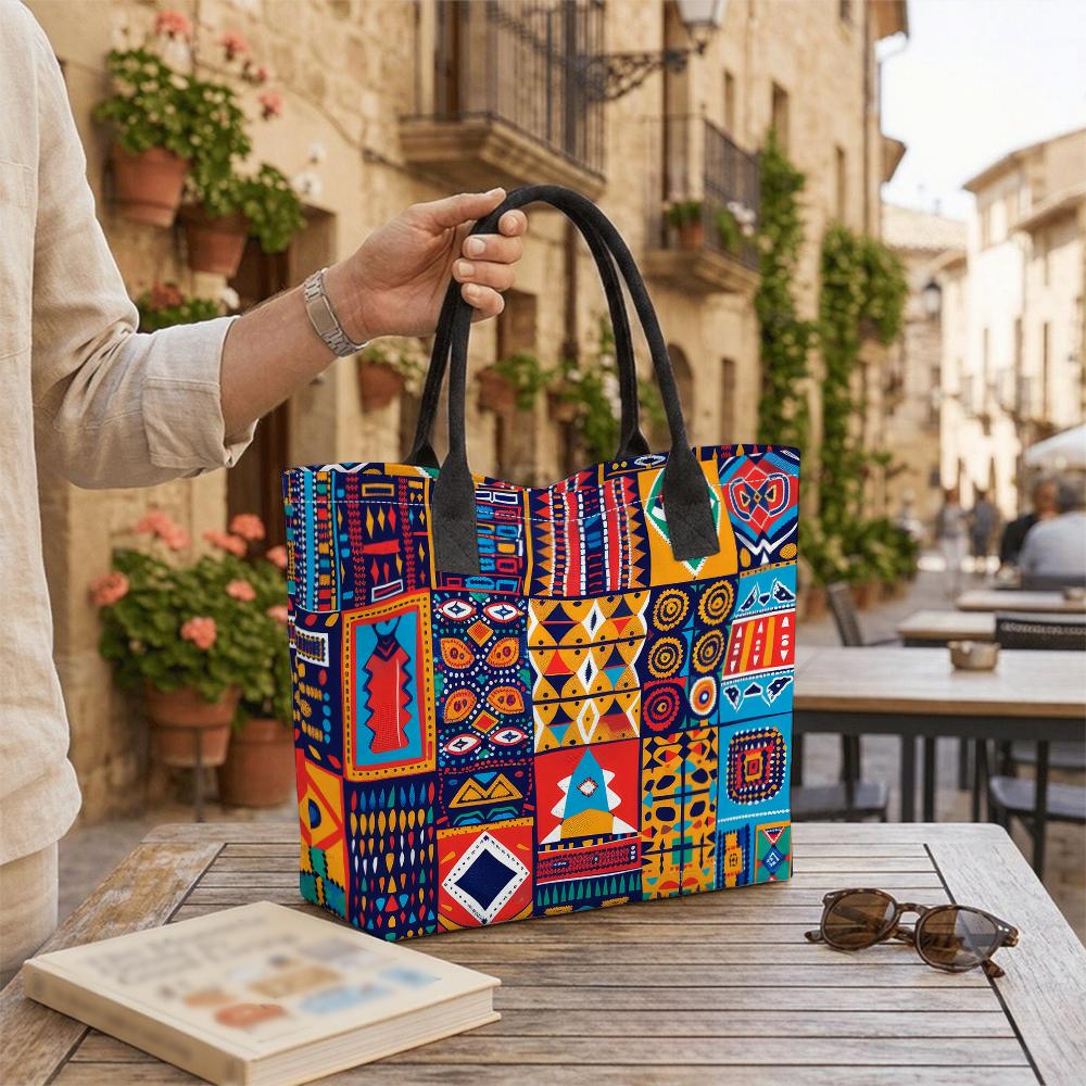 Bohemian Tote Bag Ethnic Pattern Large Capacity Shoulder Bag for Travel Shopping Daily Use