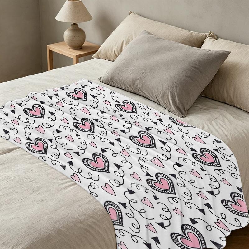 Heart Series Flannel Throw Blanket Soft Cozy Machine Washable Warm Blanket for Home, Office & Nap, Perfect Valentine's Day Gift