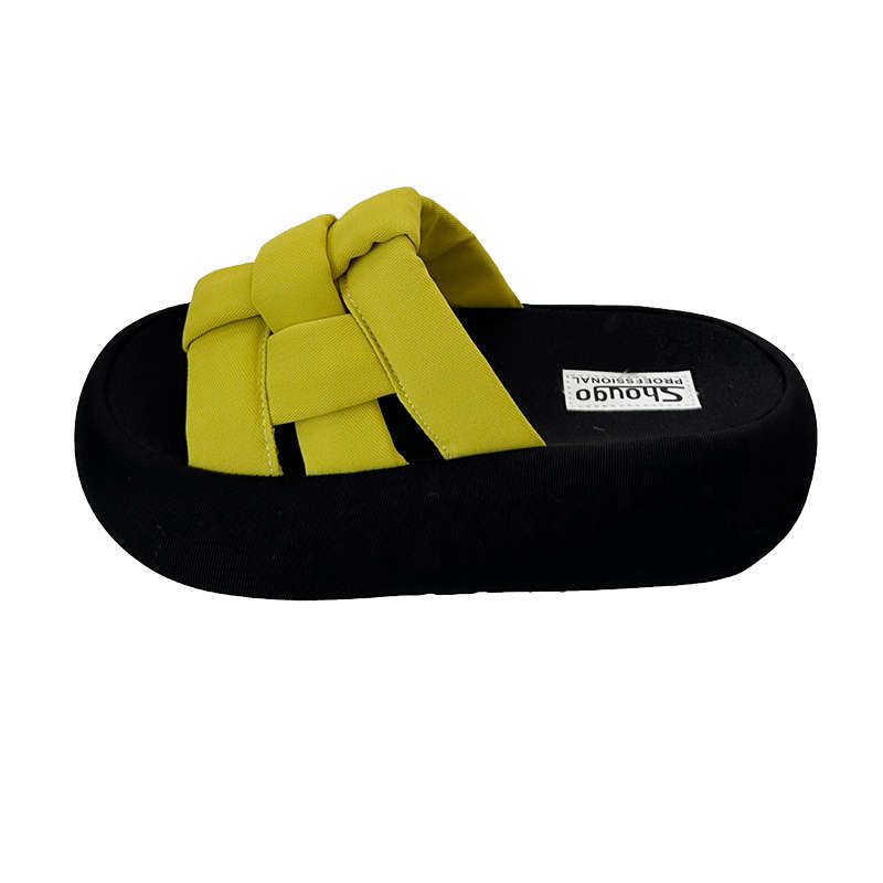 2025 new platform one-word slippers women's summer wear canvas sandals fashion with skirts beach sandals women's shoes