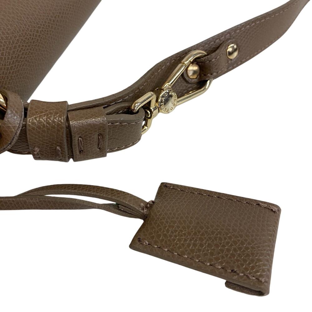 Furla Leather Metropolis Shoulder Bag Beige Leather Women Used