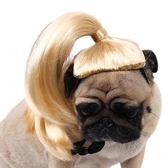 Universal Pet Wigs: Funny High Pony Hairstyles for Cats and Dogs - Perfect for Christmas and Halloween.