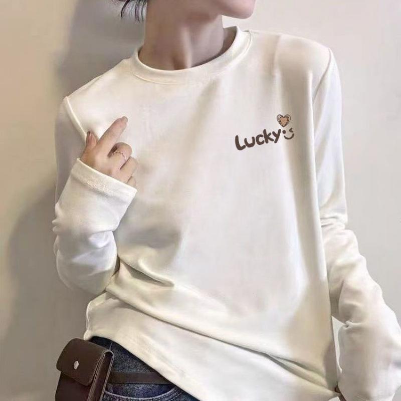 

Autumn/Winter 2025 Women s Plus Size Round Neck Printed Plush Long Sleeve Top XL (115-130 jin)