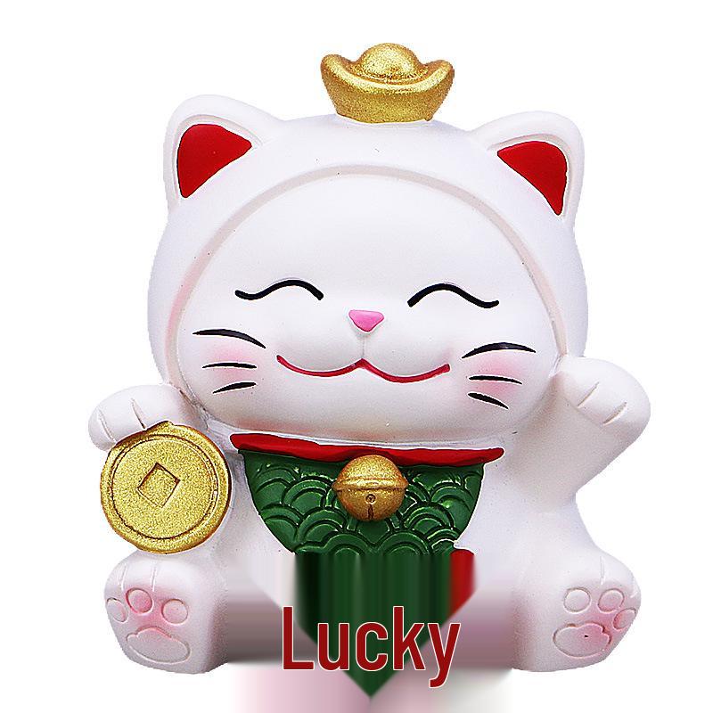Figurine de Chat Porte-Bonheur Créative pour Bureau, Bureau ou Décoration de Voiture