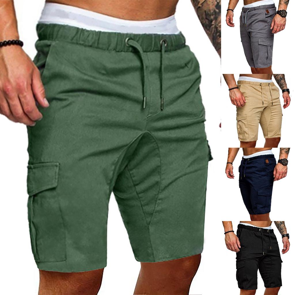 Men's Summer Casual Outdoors Casual Patchwork Pockets Overalls Sport Tooling Shorts Pants