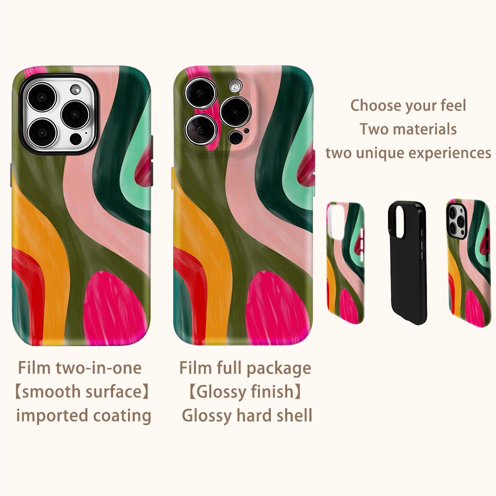 Vibrant Swirl Paint Phone Case for IPhone 17AIR 16E 16 15 14 13 12 11 17 Pro Max Plus Double-layer Back Cover
